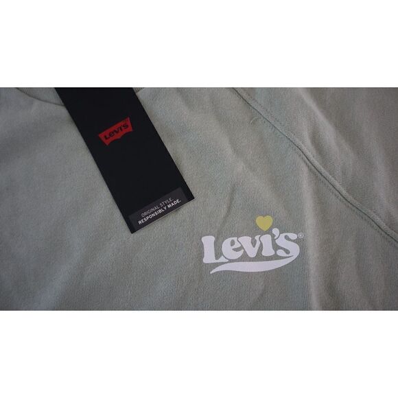 Levi's 18722005 Women's Sz L Light Green Logo Cropped Long Sleeve Sweatshirt $50 - Picture 3 of 5